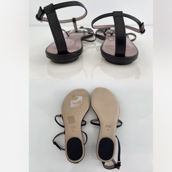 GUCCI BLACK LEATHER CRYSTAL GUCCI SANDALS SIZE IT 37 / US 7 NEW IN BOX! - Picture 17 of 17